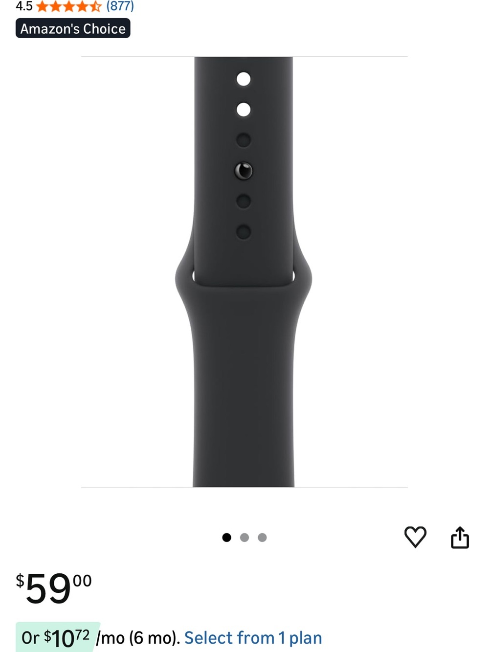 Black Silicone APPLE brand watch strap (M/L)-